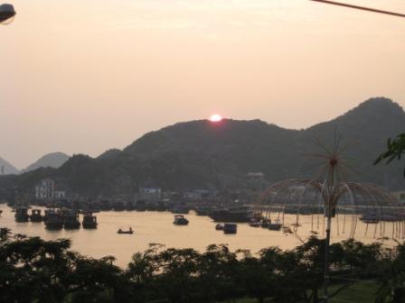 Sunset at the harbour on Cat Ba