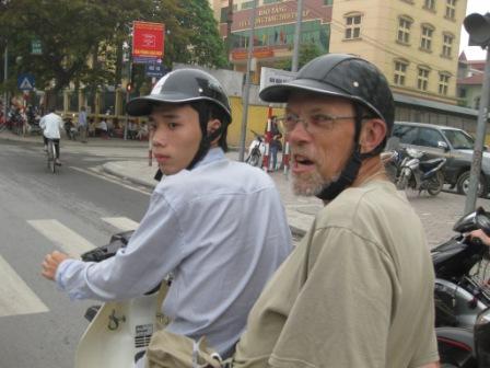 Minh and Erik at motorcycle 